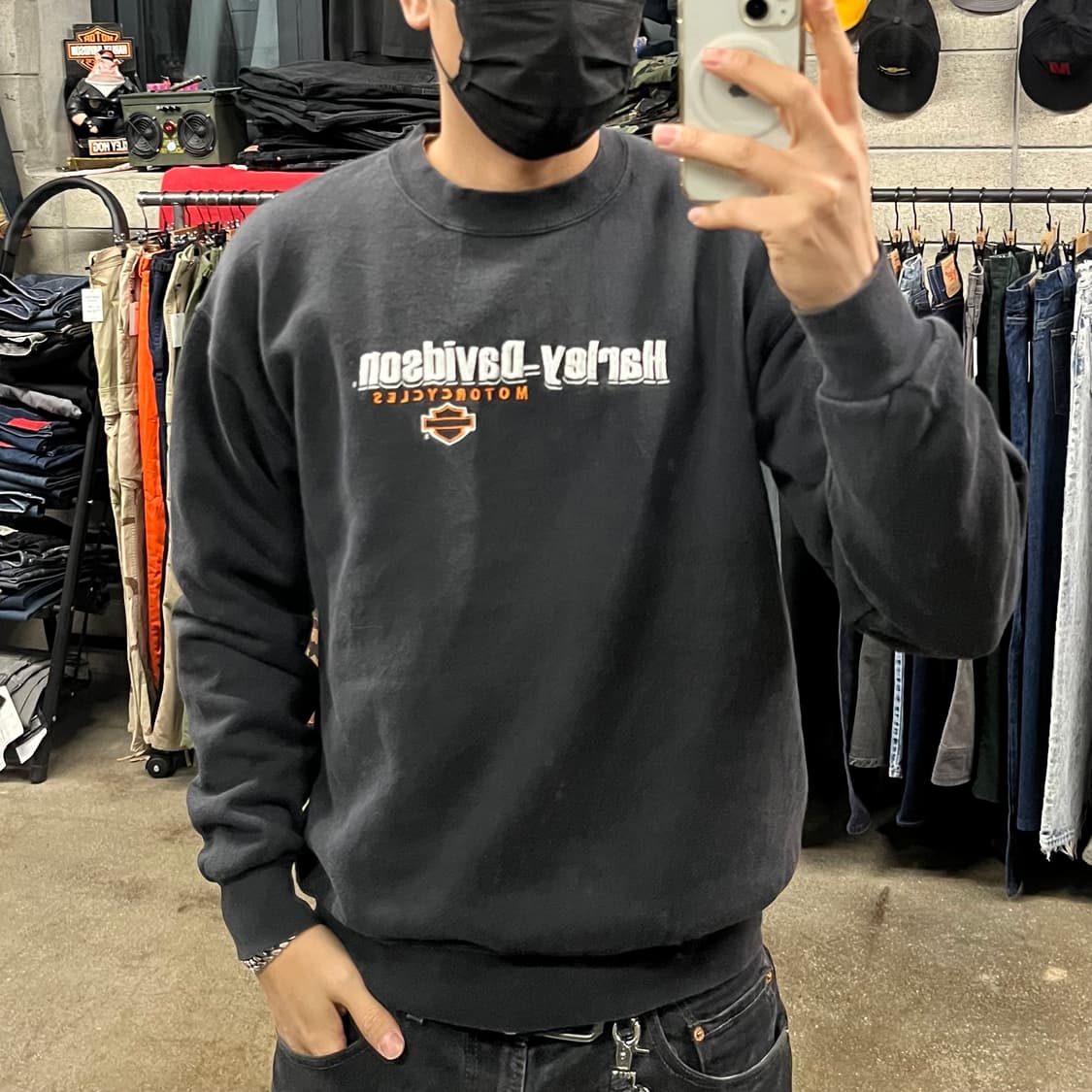 00s 할리데이비슨 자수 로고 맨투맨 (100) 상품이미지5