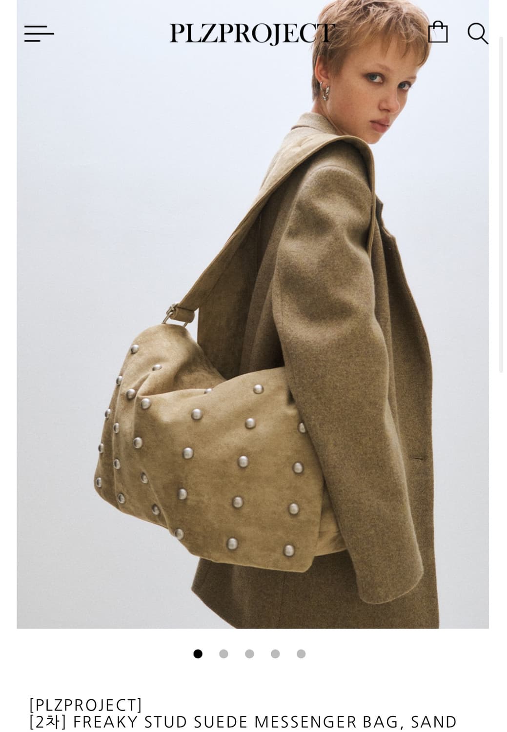 플리즈프로젝트 스웨이드 메신저백 sand 상품이미지1
