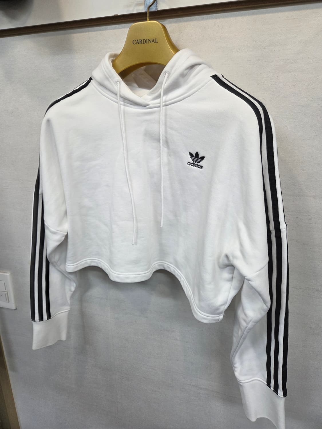 아디다스 크롭 삼선 후드티 흰검 s 상품이미지5