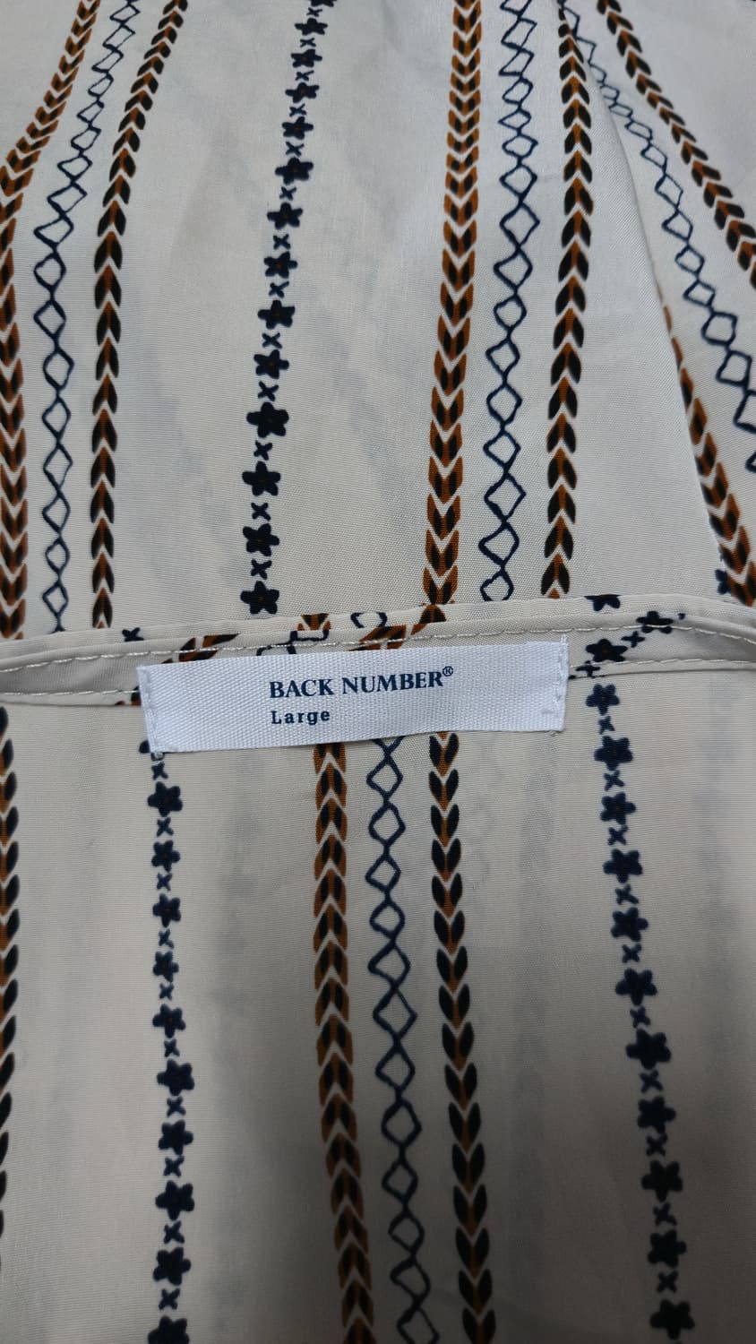 에스닉 스트라이프 롱 원피스 L 아이보리 브이넥 로브 7부 상품이미지4