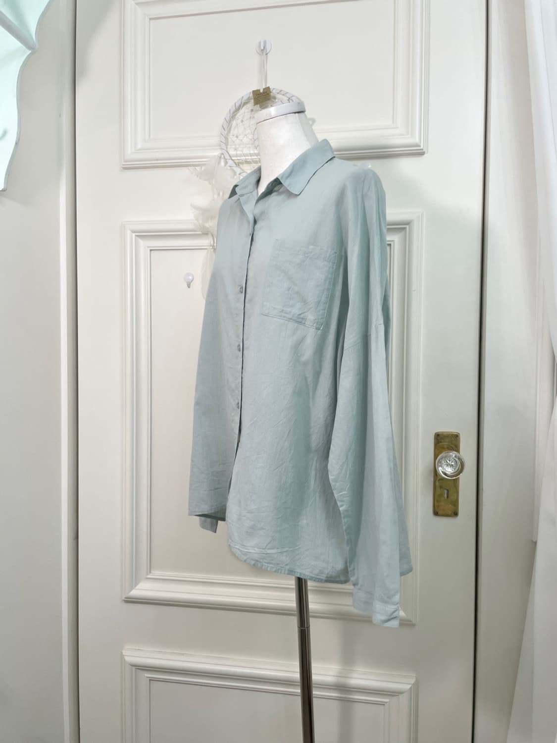mute mint cotton loose shirt(size-L) 상품이미지2