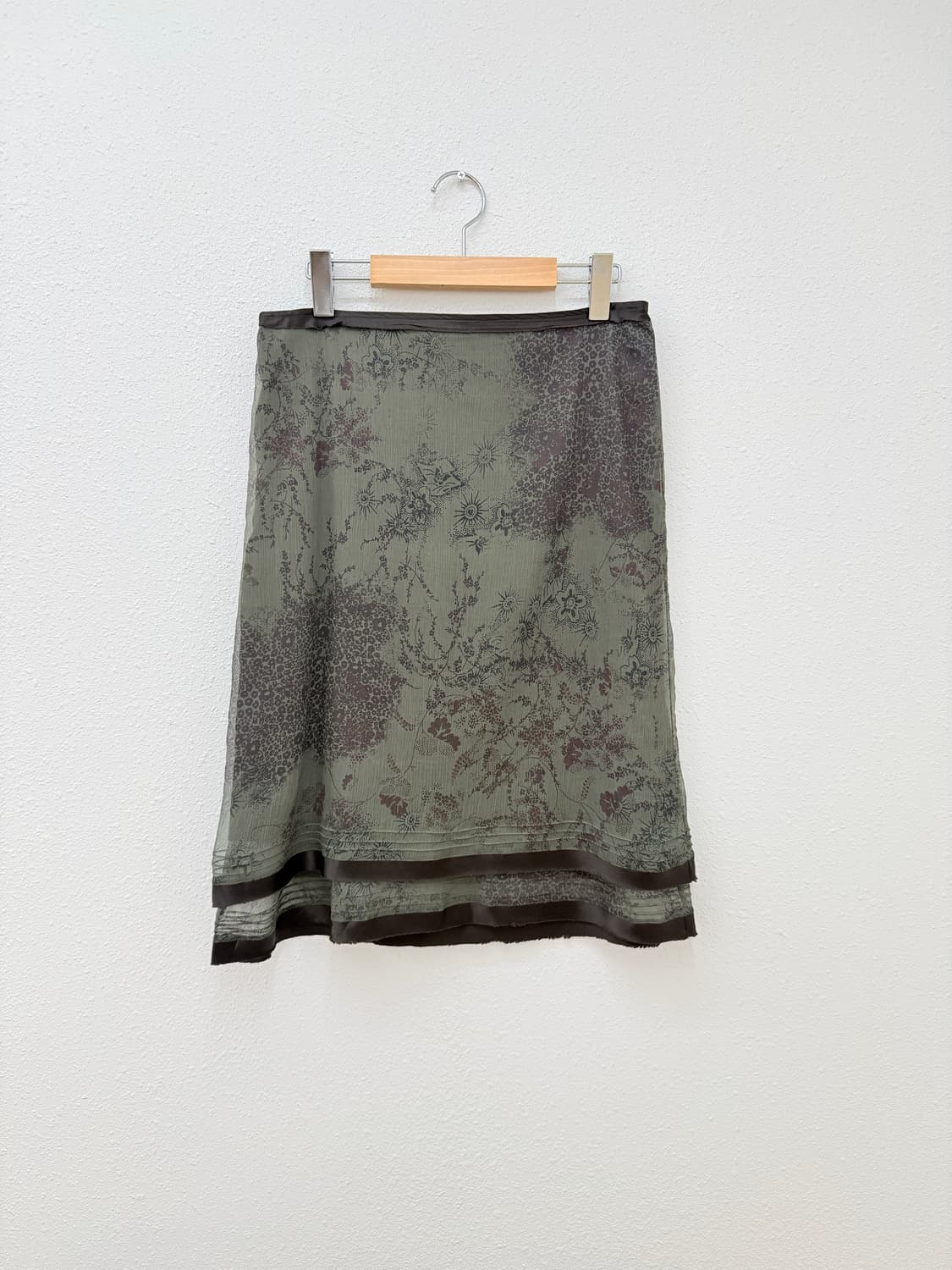 빈티지 iBLUES 카키 브라운 실크 스커트 상품이미지1