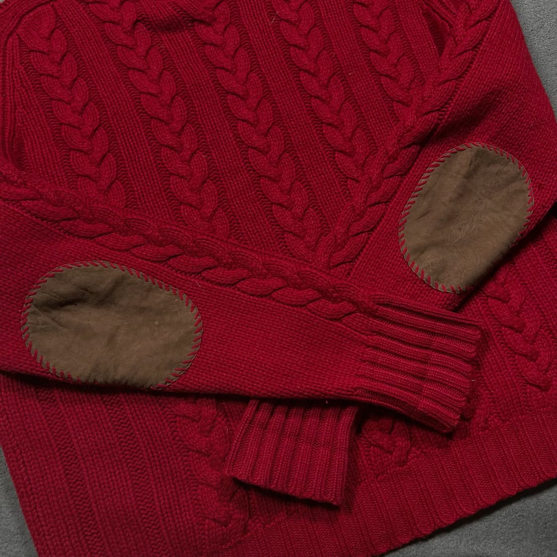 폴로 엘보우 레더패치 꽈배기 니트  상품이미지2