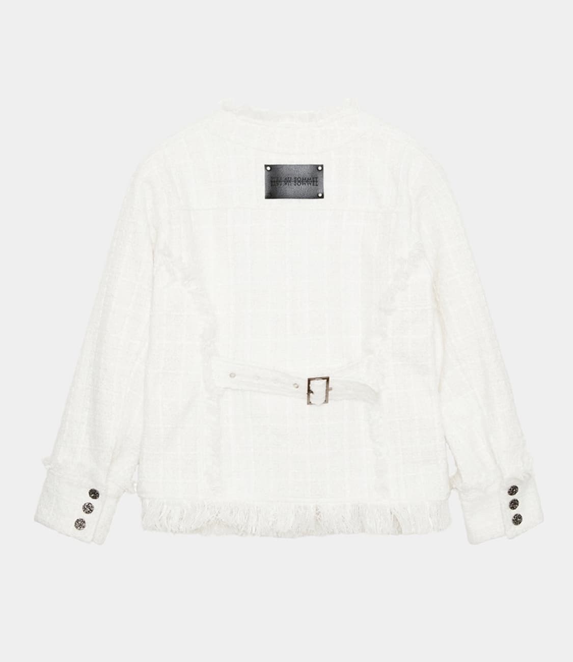 에트오소메 백벨트 포켓 오버핏 트위드 자켓 화이트  상품이미지6