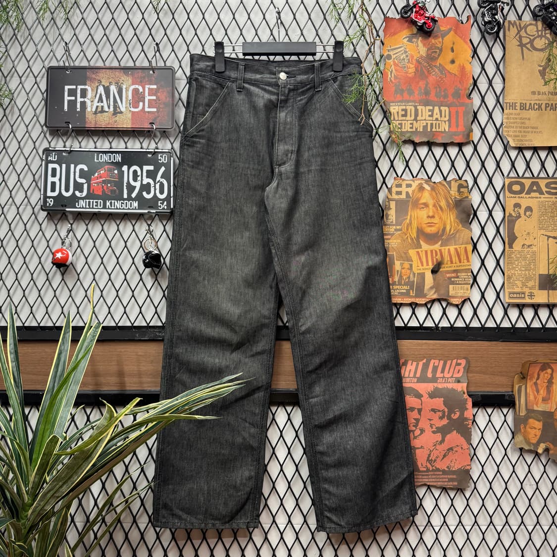 칼하트 심플 워크 데님 팬츠 스트레이트 핏 흑청 상품이미지2