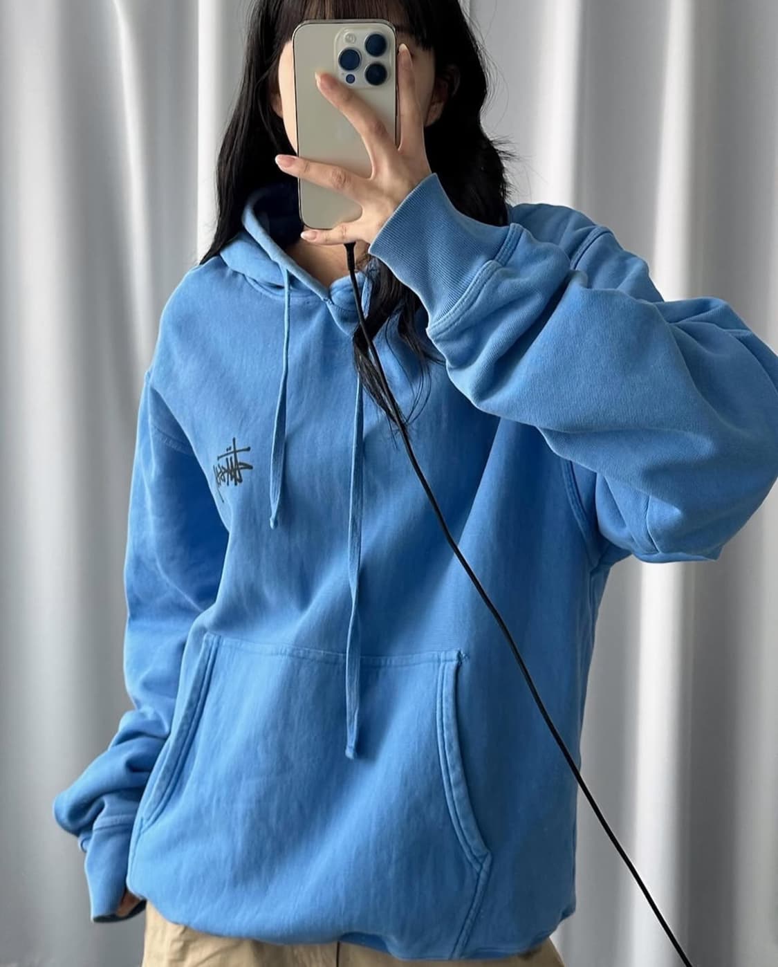 스투시 후드 L 블루 상품이미지3