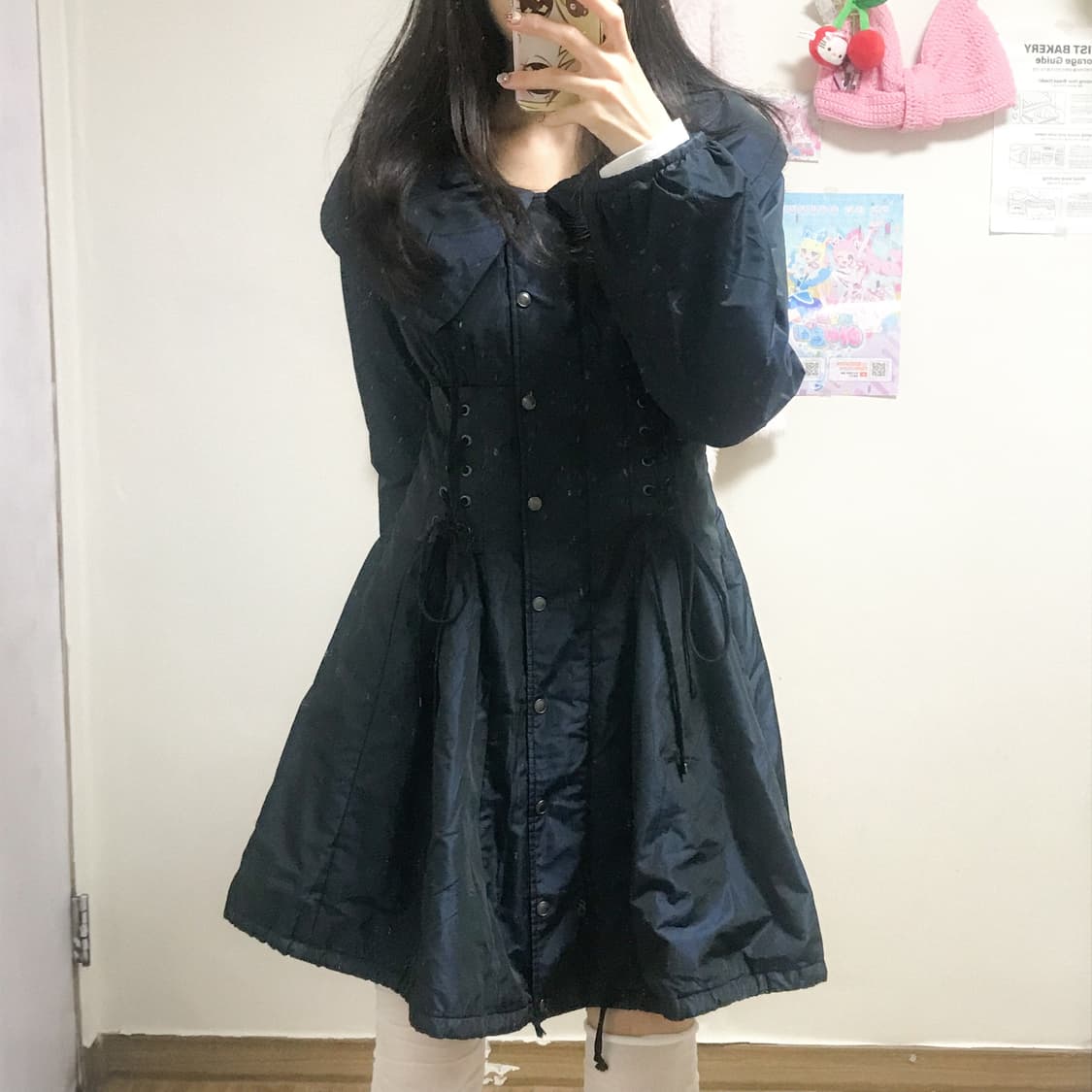 빈티지 코르셋 리본 코트 점퍼 히메갸루 로걀 라떼 공겜여주 엑시즈팜깔 상품이미지1