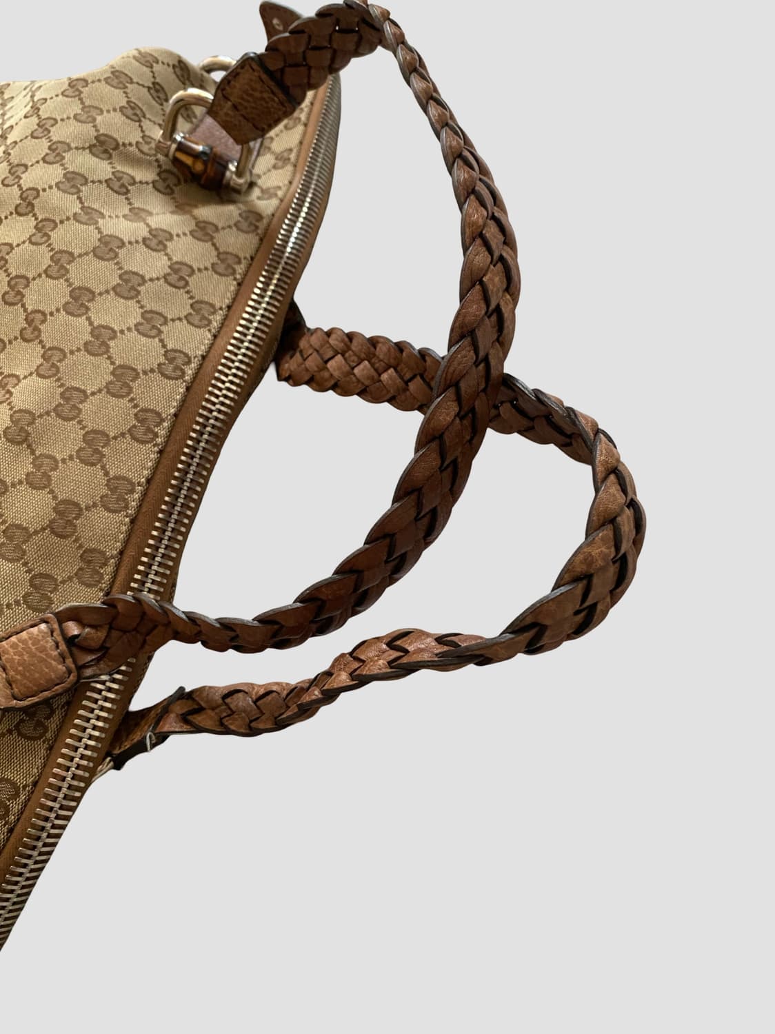 [구찌] 정품 뱀부 바 GG 캔버스 라지 숄더백 상품이미지7