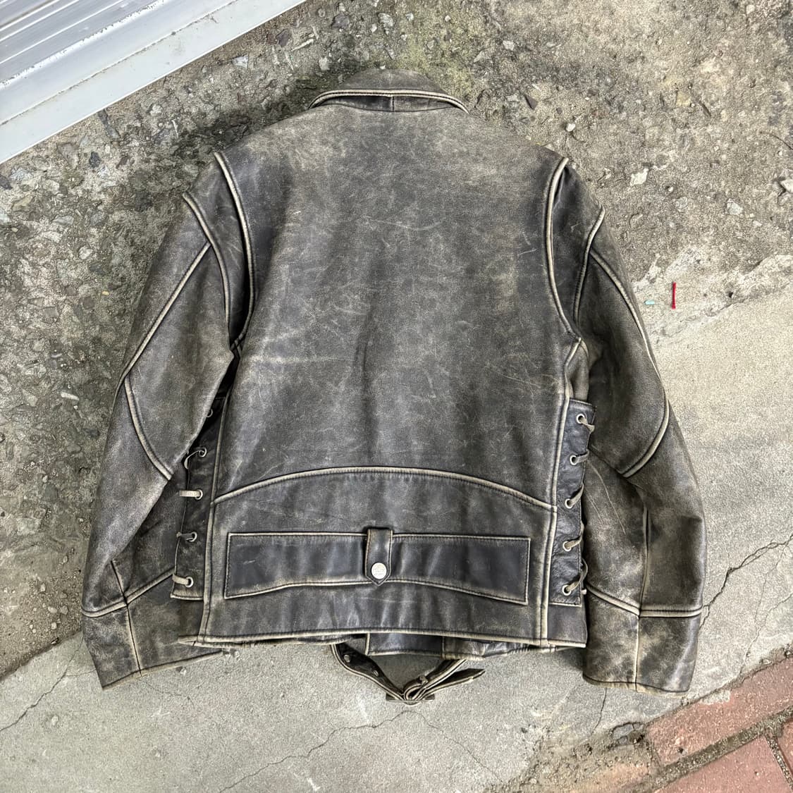 90s 빈티지 견장 버클 고딕 라이더 자켓 상품이미지6