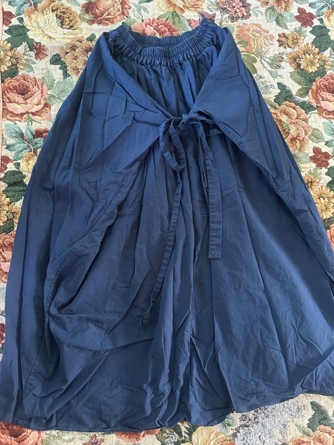 네이비 리본포인트 롱스커트 상품이미지1