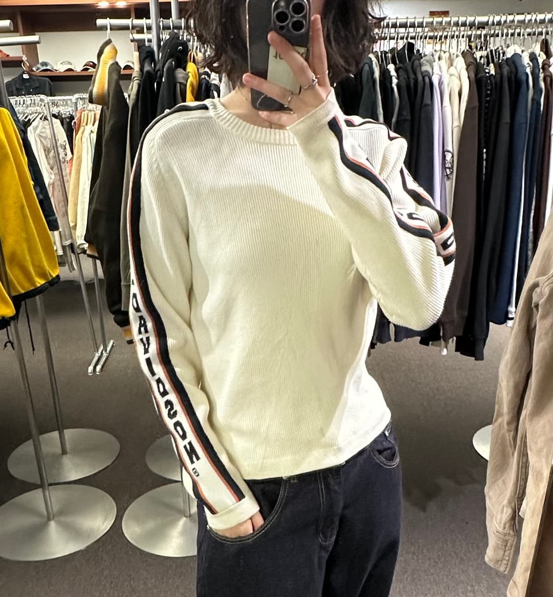 M)할리데이비슨 vintage 크림 립 니트 스웨터 상품이미지1