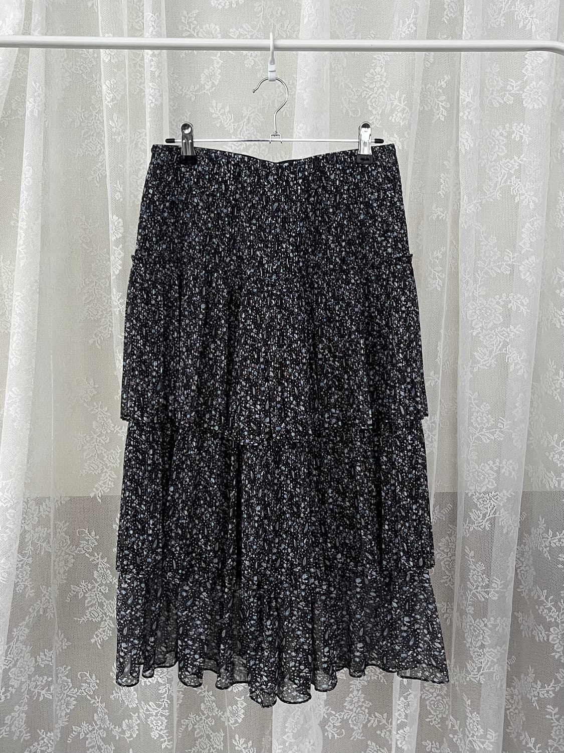 66) 지컷 플라워 밴딩 캉캉스커트 블랙 상품이미지1