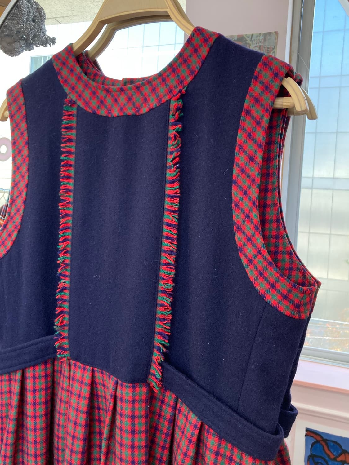 크리스마스 연말 체크 단추 원피스 상품이미지2