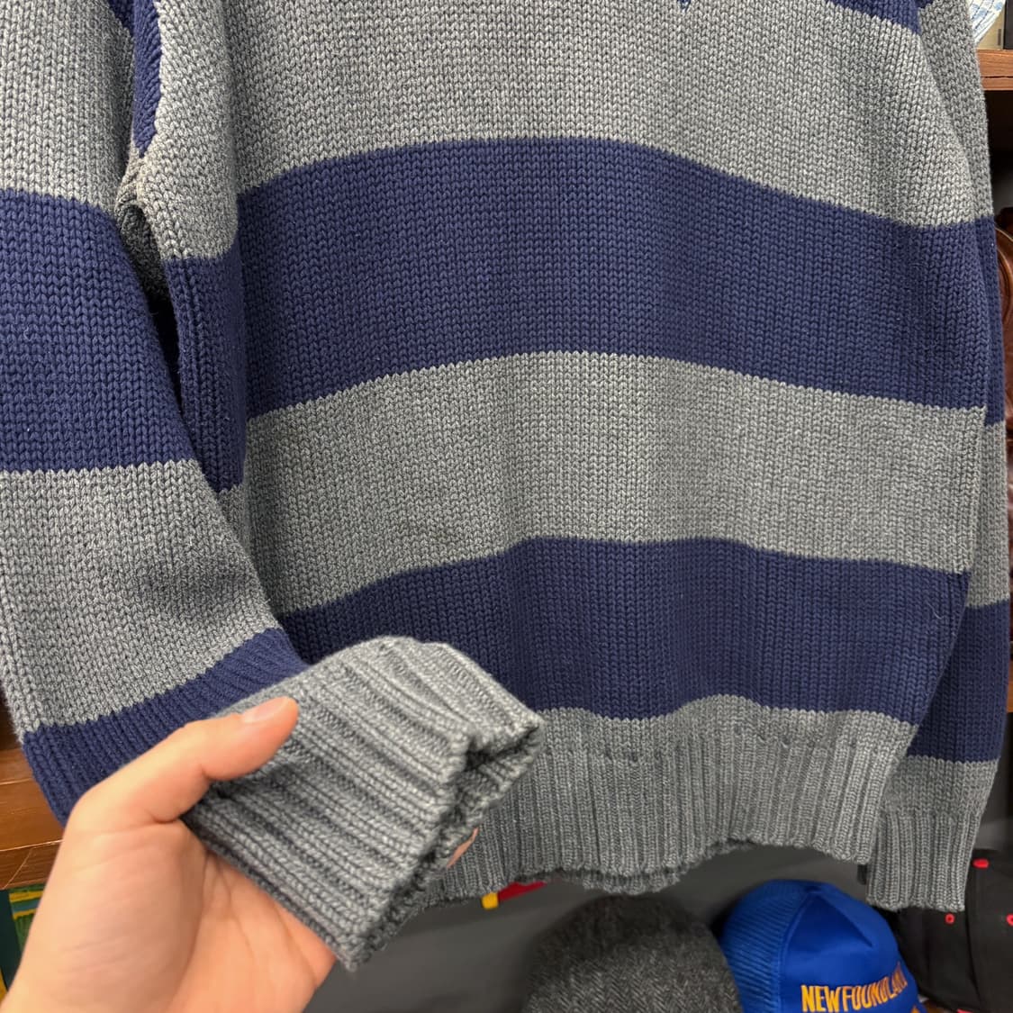 90s 폴로랄프로렌 오버핏 스트라이프 럭비 코튼니트 N184 상품이미지4