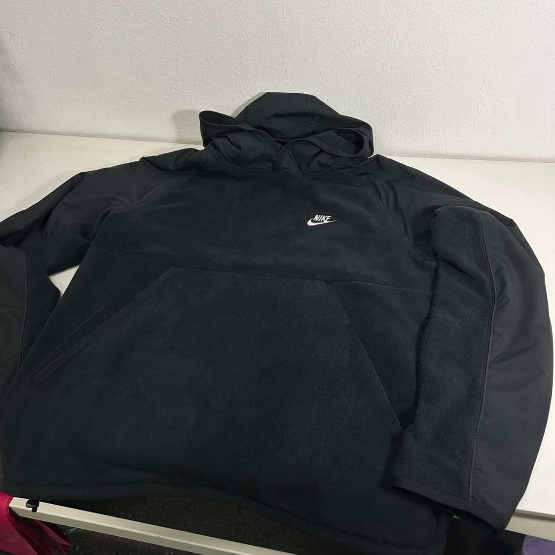 L 나이키 먹색 배색 후리스 플리스 후드티 상품이미지2