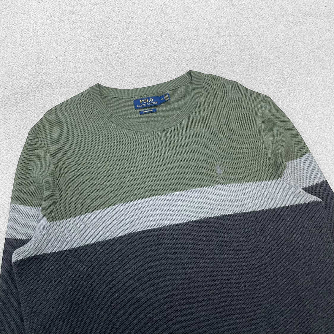 폴로 랄프로렌 포니 로고 피마코튼 컬러 블록 라운드 니트 상품이미지2