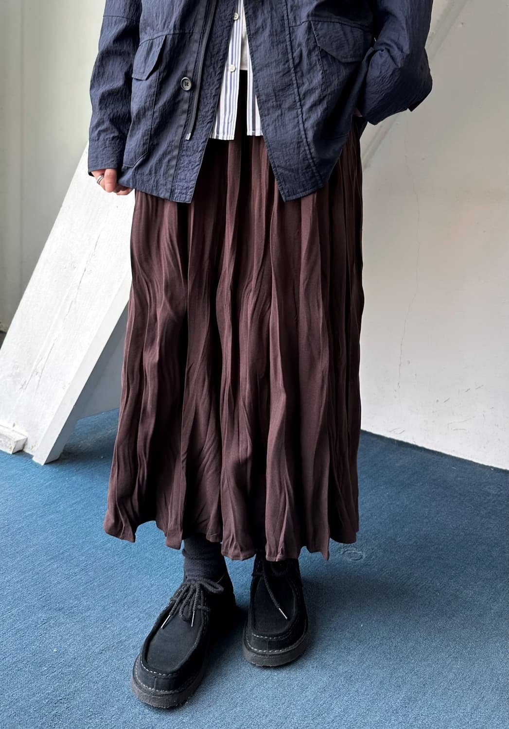 Irregularity pleats design long skirt 상품이미지8