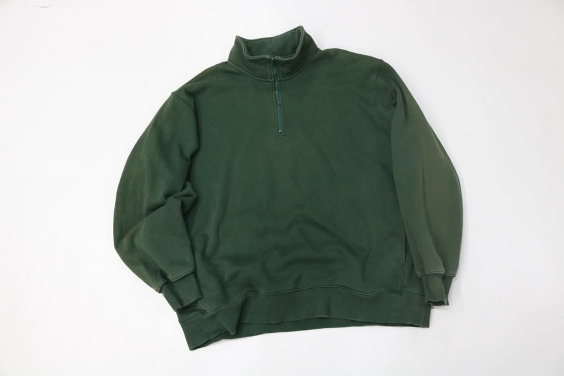 선페이딩 빈티지 딥 그린 하프 집업 기모 스웻셔츠 (XL) 상품이미지3