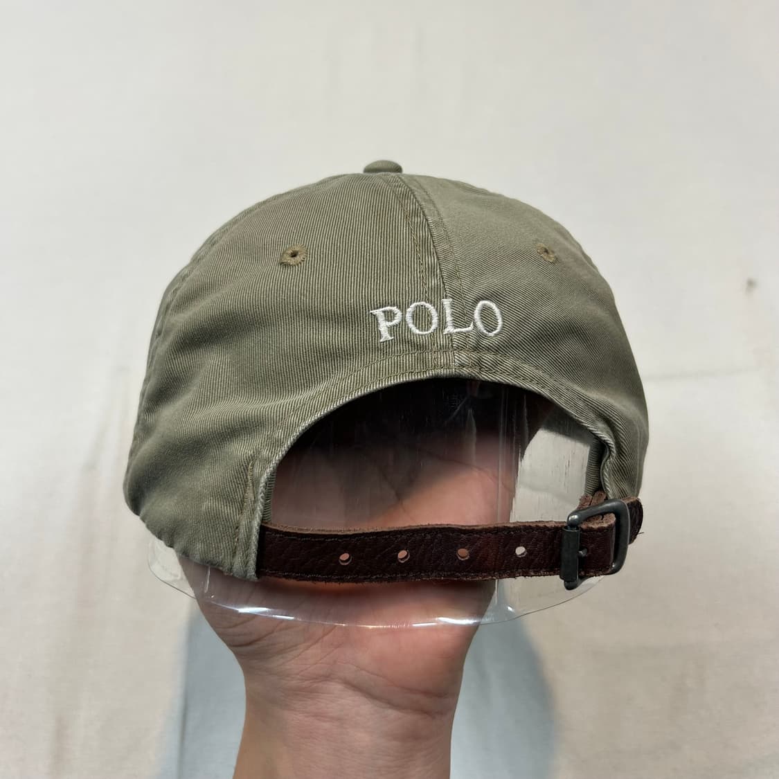 폴로 랄프로렌 올리브 카키 볼캡 모자 가죽스트랩 정품 상품이미지4