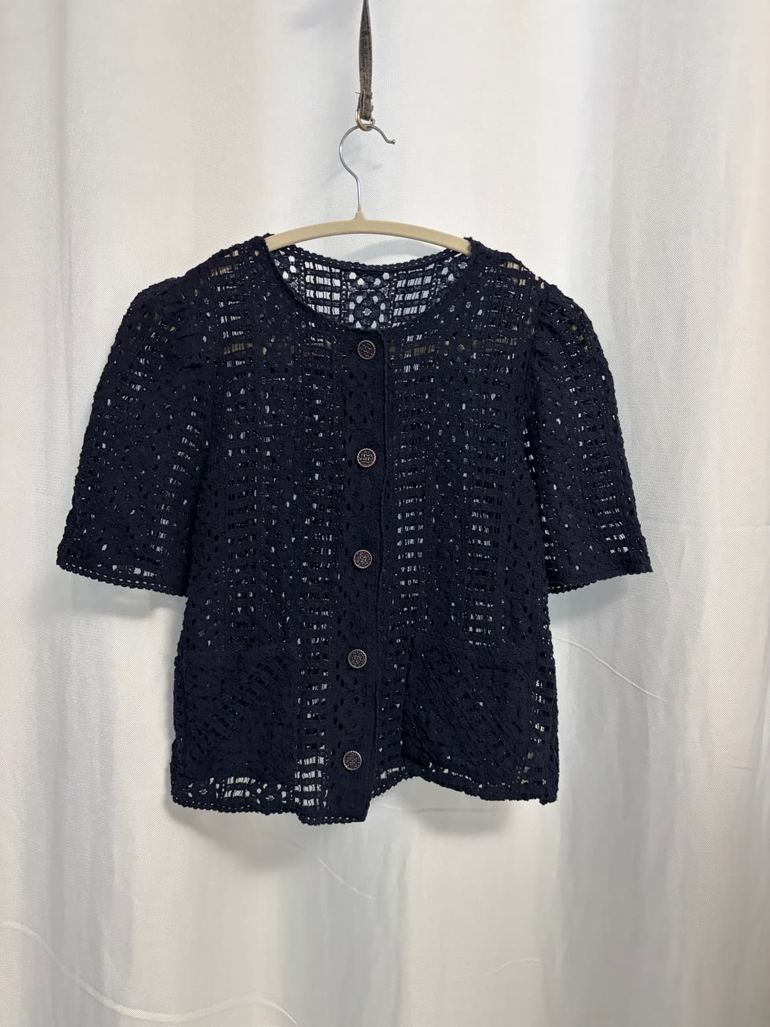 여성 반팔 네이비 블라우스 상품이미지1