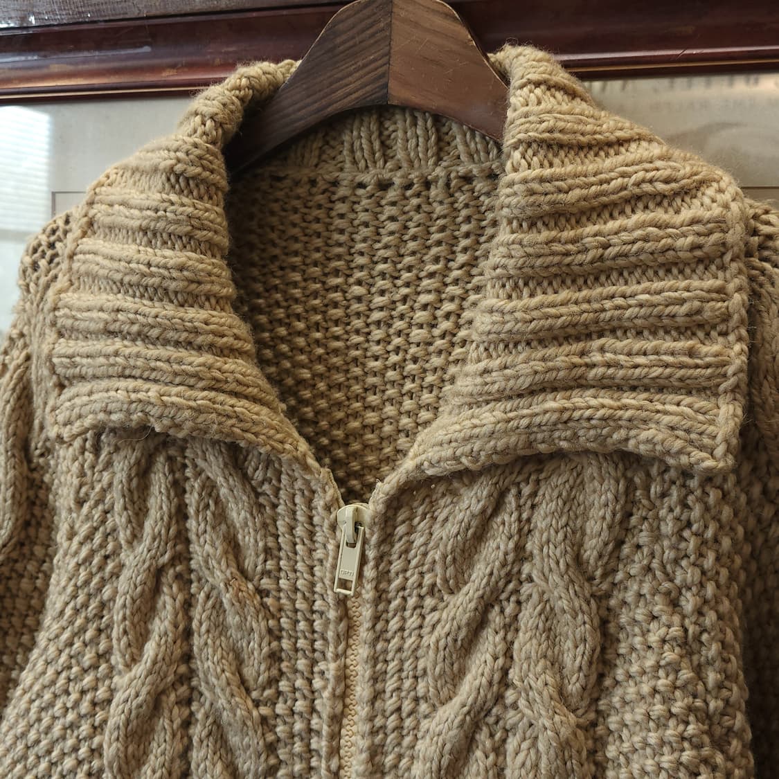 90s 프렌치 핸드메이드 울 가디건 코위찬 헤비울 스웨터 집업 니트 상품이미지5