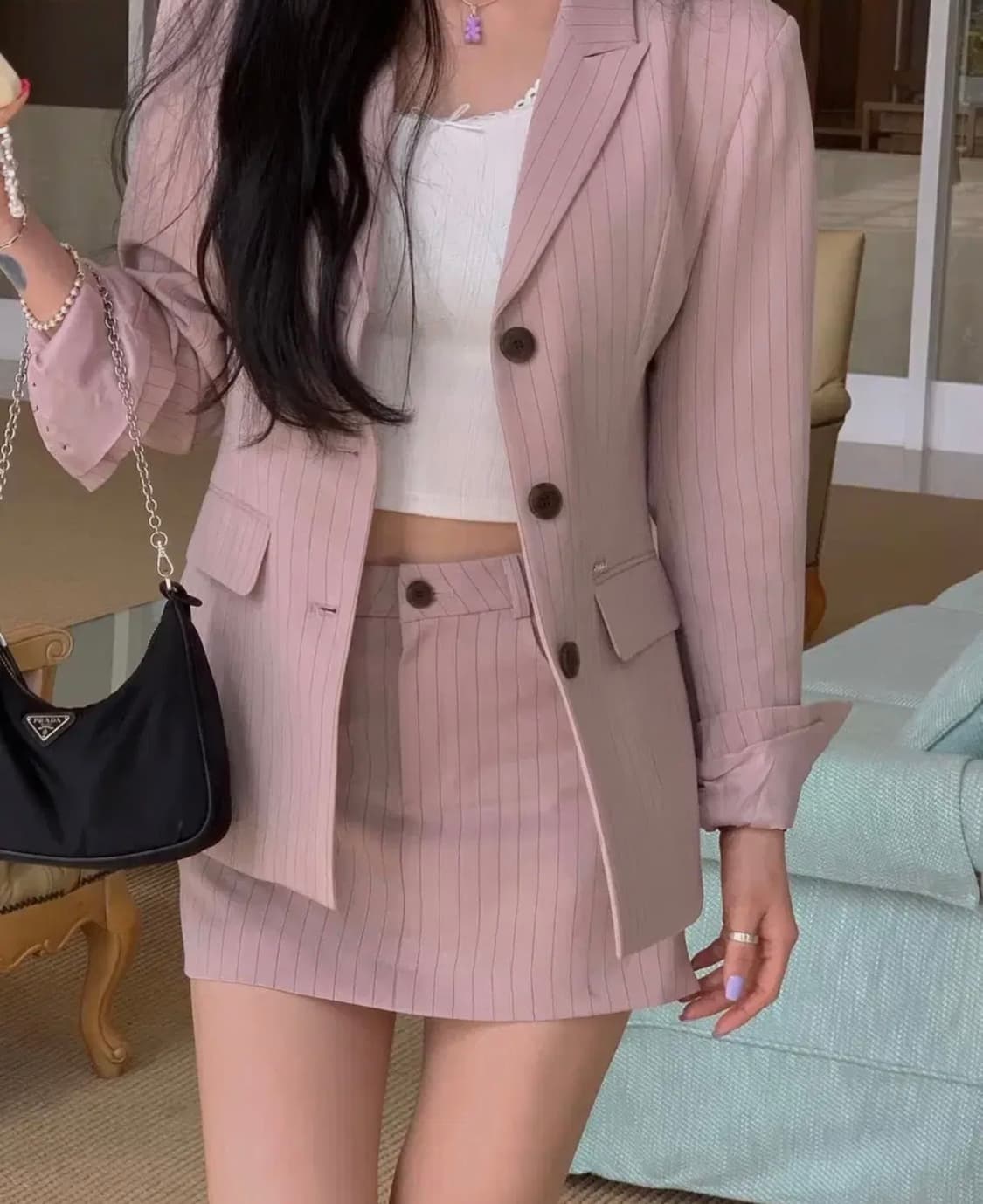 페일제이드 스트라이프 투피스 셋업 (핑크) pj stripe 2pc 상품이미지3