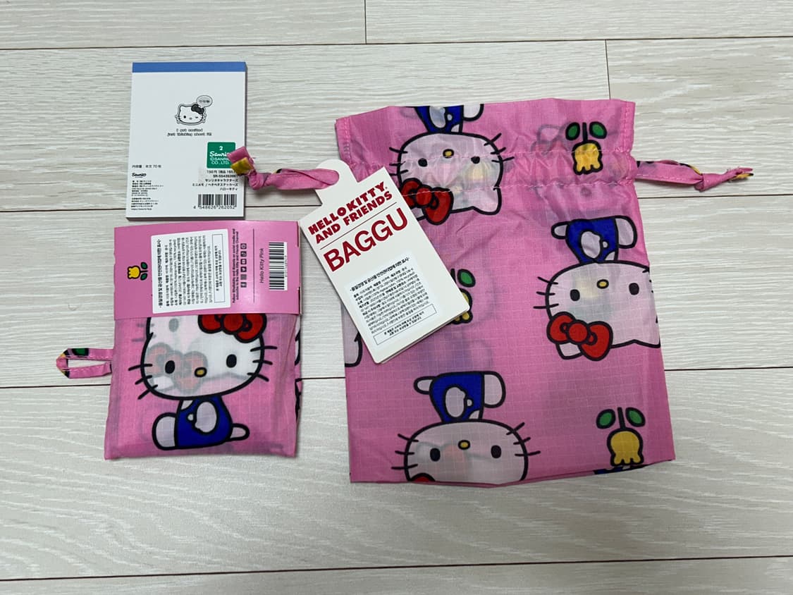 바쿠 헬로키티 플라워 장바구니 파우치 세트 상품이미지2