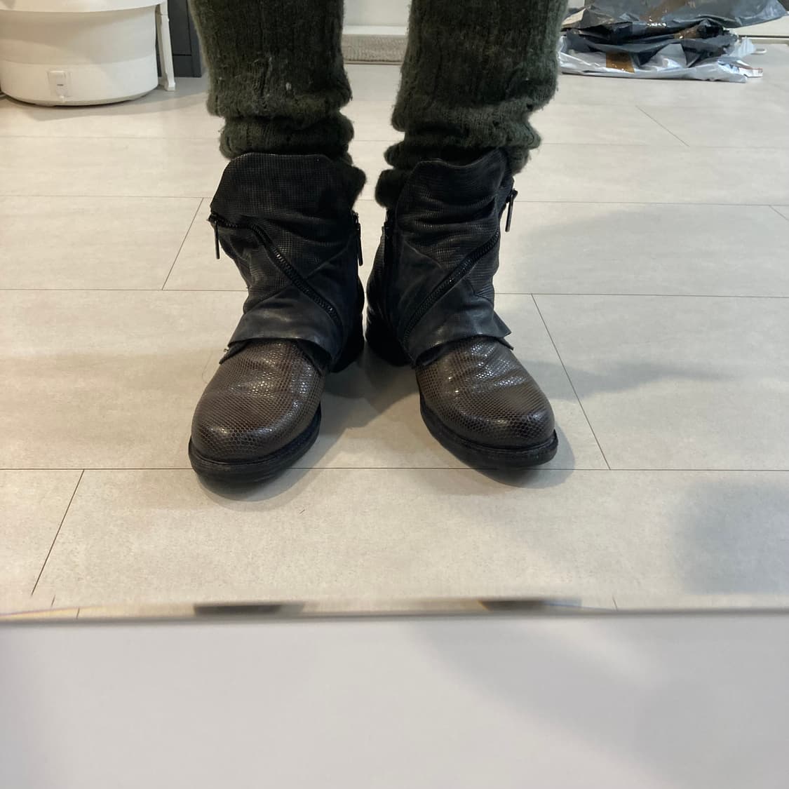 A.S.98 드레이프 랩 레더 부츠 상품이미지3