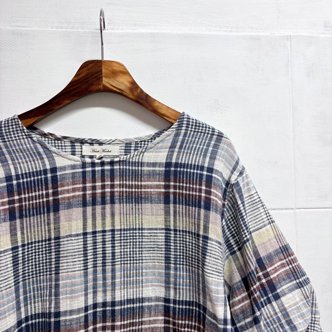 체크 퍼프 모리걸 러블리 반팔 블라우스 JPN 상품이미지2