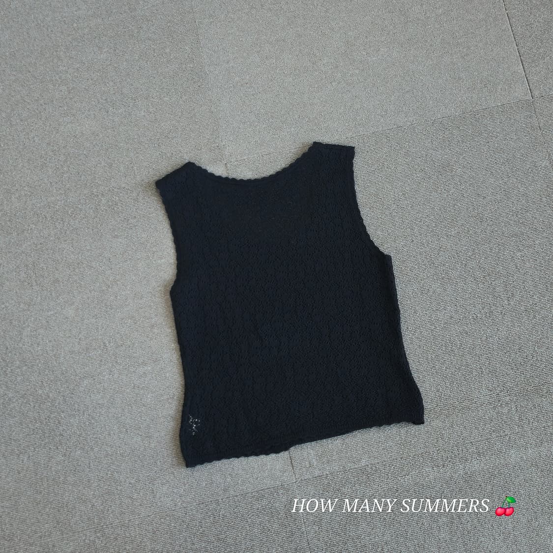 울 혼방 블랙 레이스 펀칭 니트 나시 상품이미지4