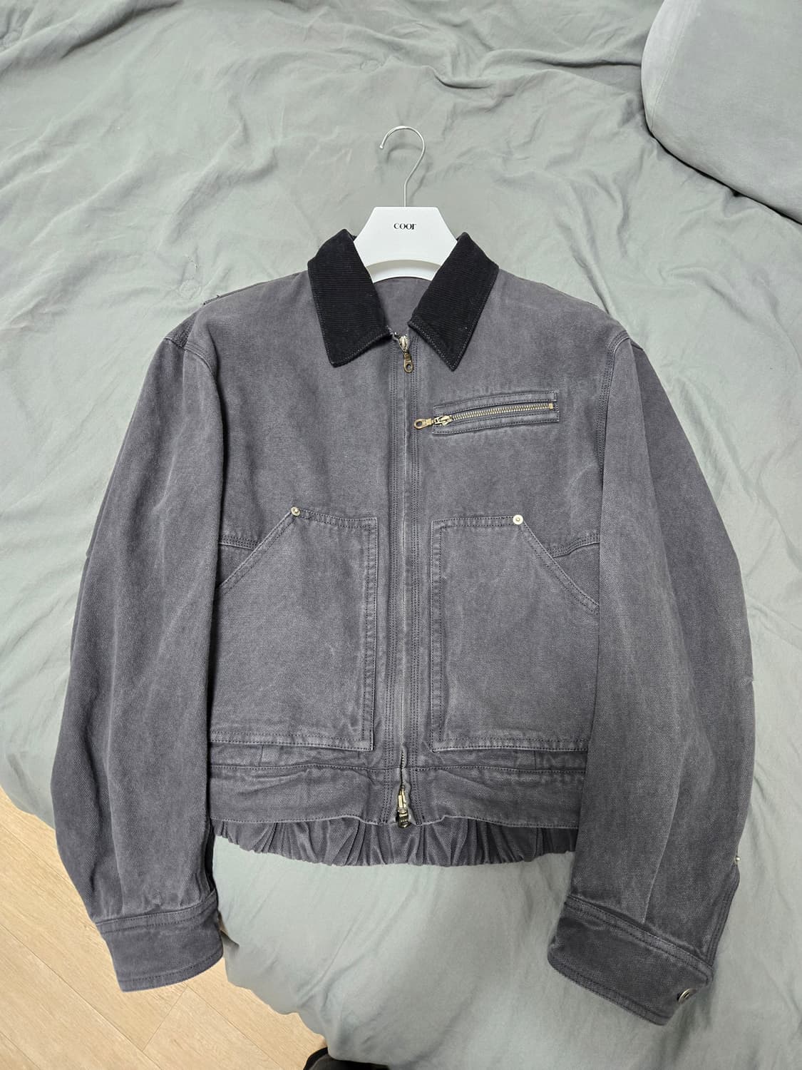 쿠어 오버 다잉 페이디드 워크 자켓 (워시드 차콜) M 블루종 점퍼 상품이미지1