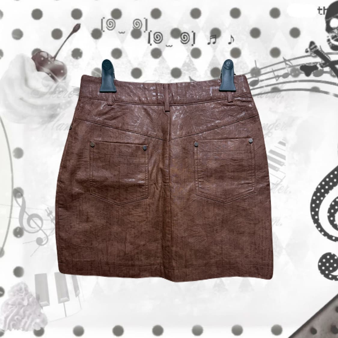 y2k 펑크 브라운 레더스커트 판매 상품이미지2