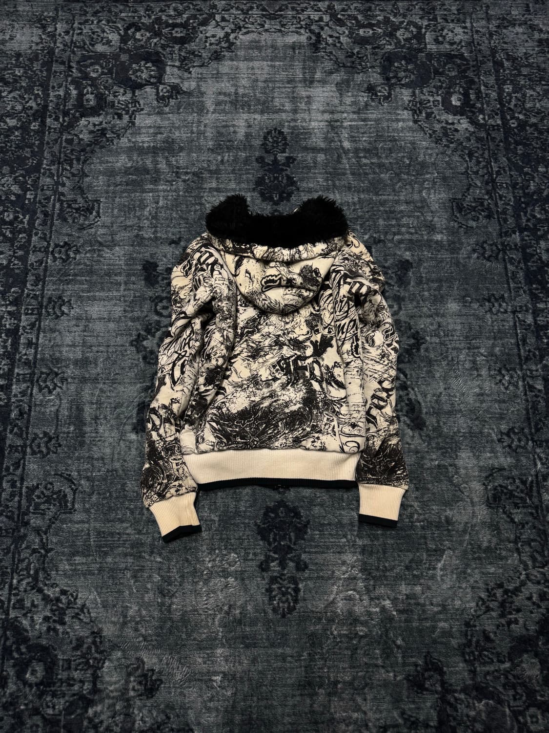 90s Fox racing printing fur hoodie 상품이미지7