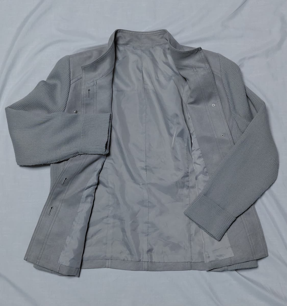 [L] 일본 브랜드 FROHLICH 니트 배색 스웨이드 질감 자켓 상품이미지5