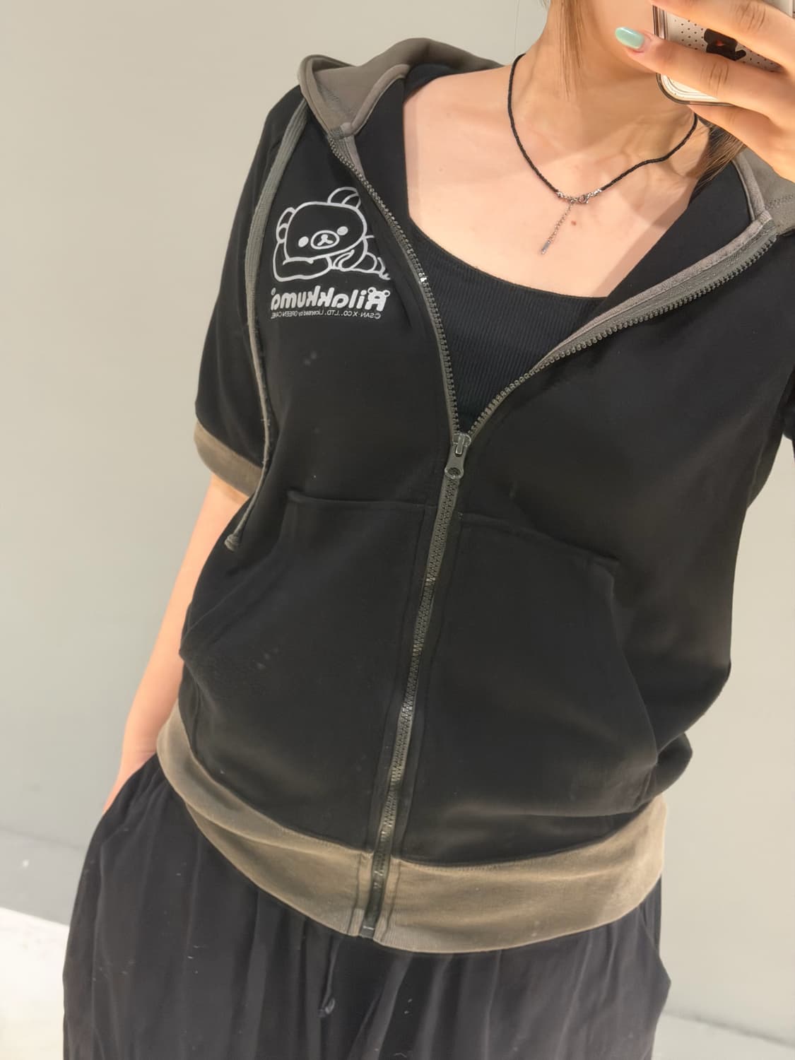 Rilakkuma back printing hood zip-up 상품이미지4