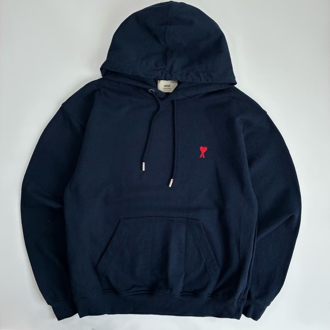 Ami  아미 스몰하트 로고 코튼 네이비 후드티  상품이미지1