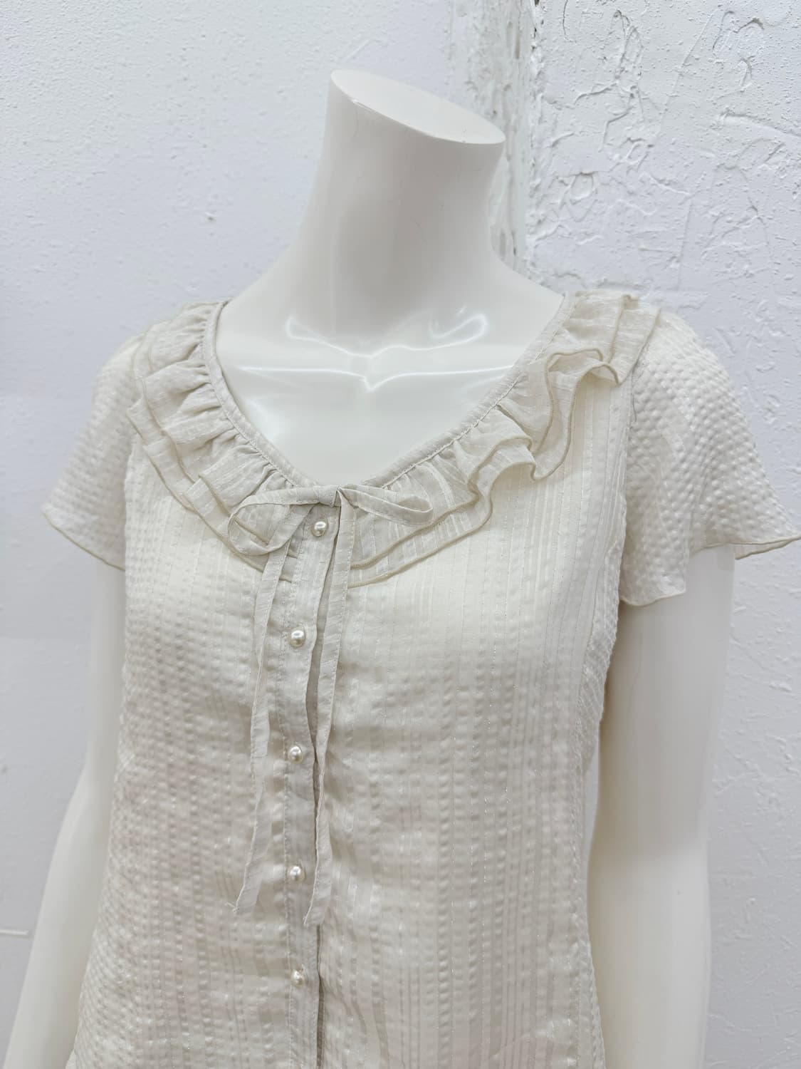 빈티지 레이스 프릴 리본 블라우스 상품이미지3