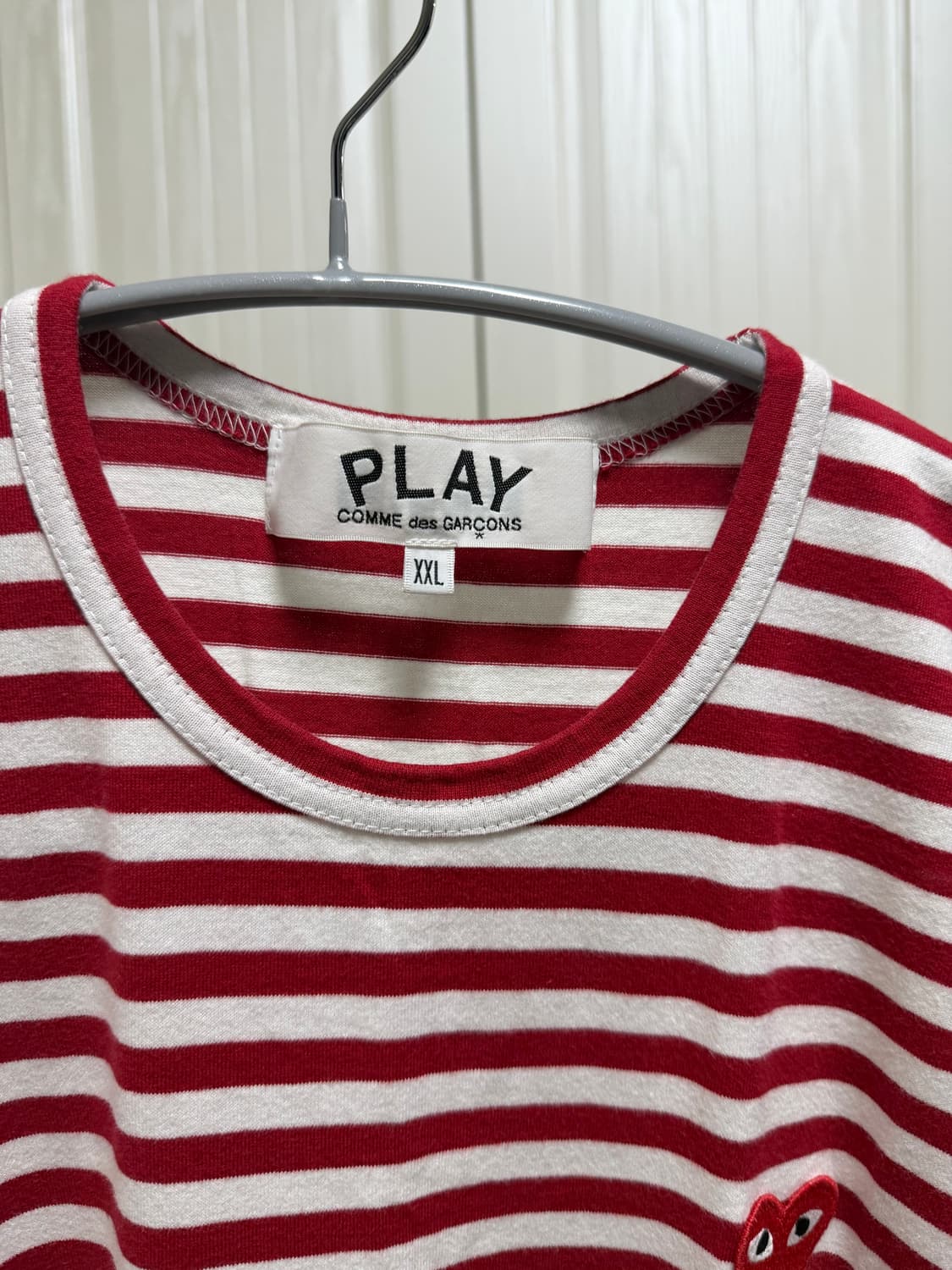 꼼데가르송 스트라이프 롱슬리브 레드 화이트 XXL 상품이미지2