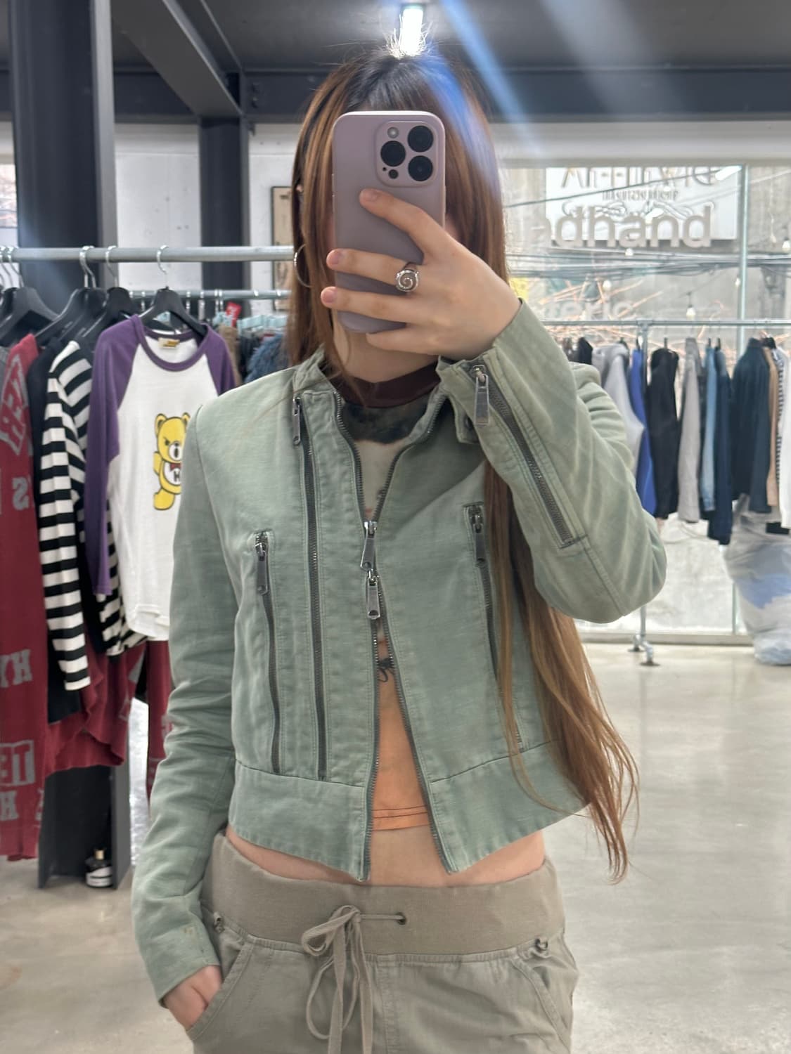 디젤 사선지퍼 도트안감 투웨이 락시크 넥버클자켓 상품이미지3