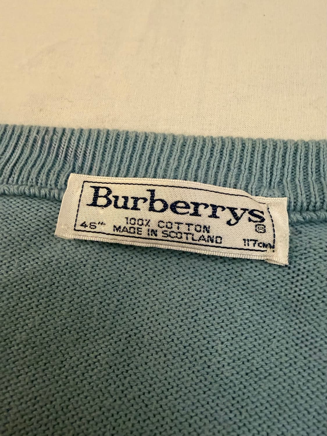 80s 버버리 아카이브 바텀로고 코튼 니트 스카이블루 상품이미지4