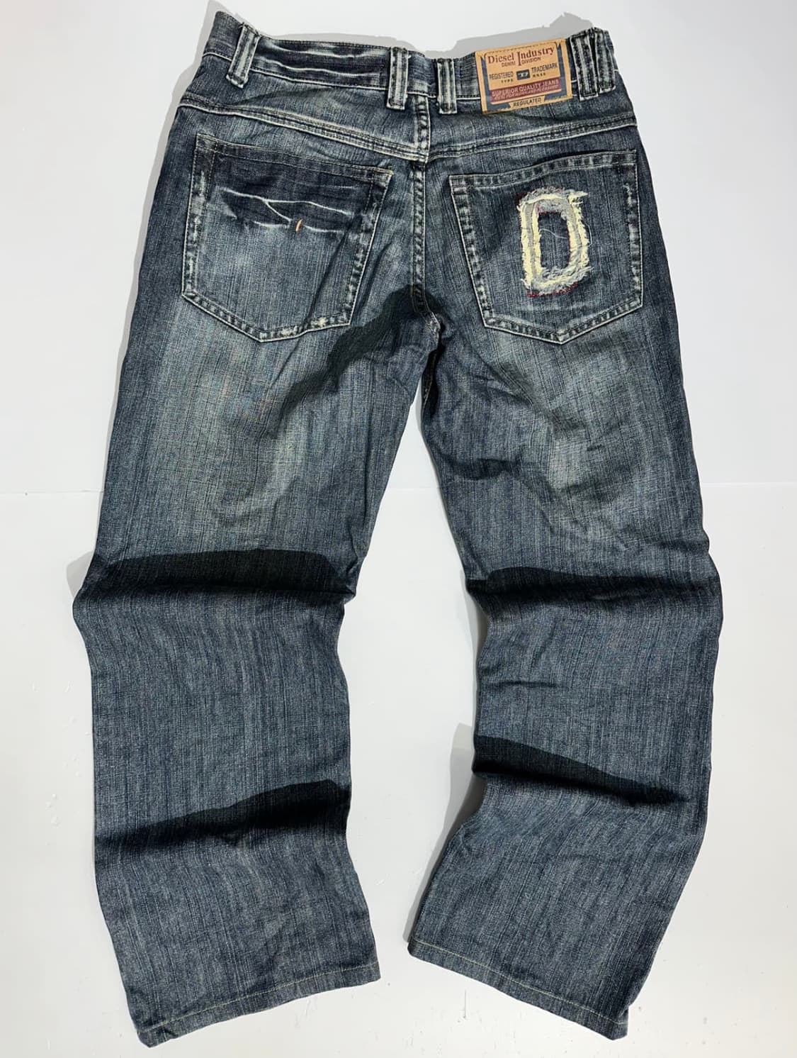 디젤 D 진청 자수 와이드 데님 팬츠 상품이미지2