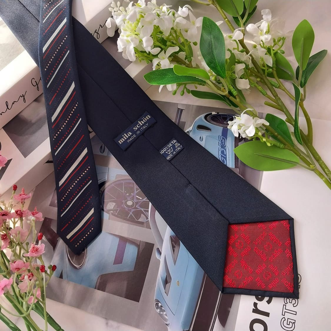 밀라 숀 실크 네이비 스트라이프 넥타이 8.4cm A+~A등급 k1737 상품이미지3