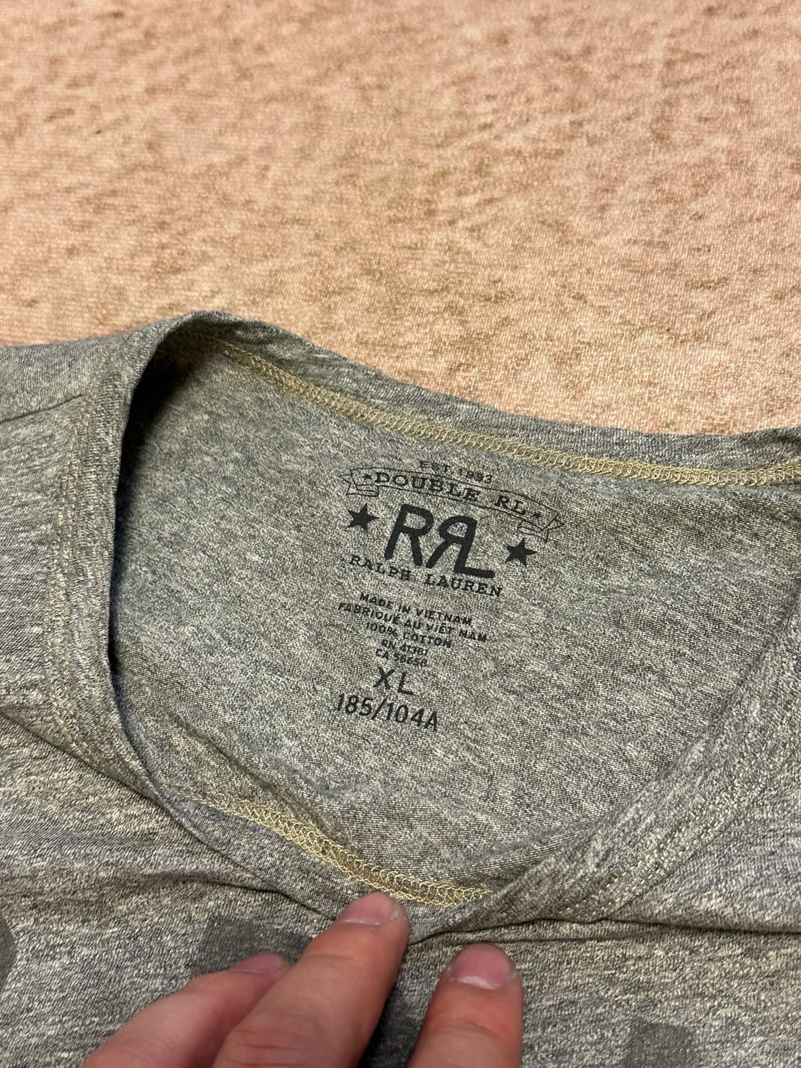[XL] RRL(더블알엘 ) RRL 로고 반팔 티셔츠 그레이 상품이미지3
