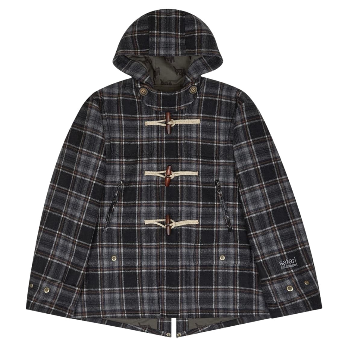 사파리스팟 레기온 퍼 체크 더플 코트 1사이즈 상품이미지3