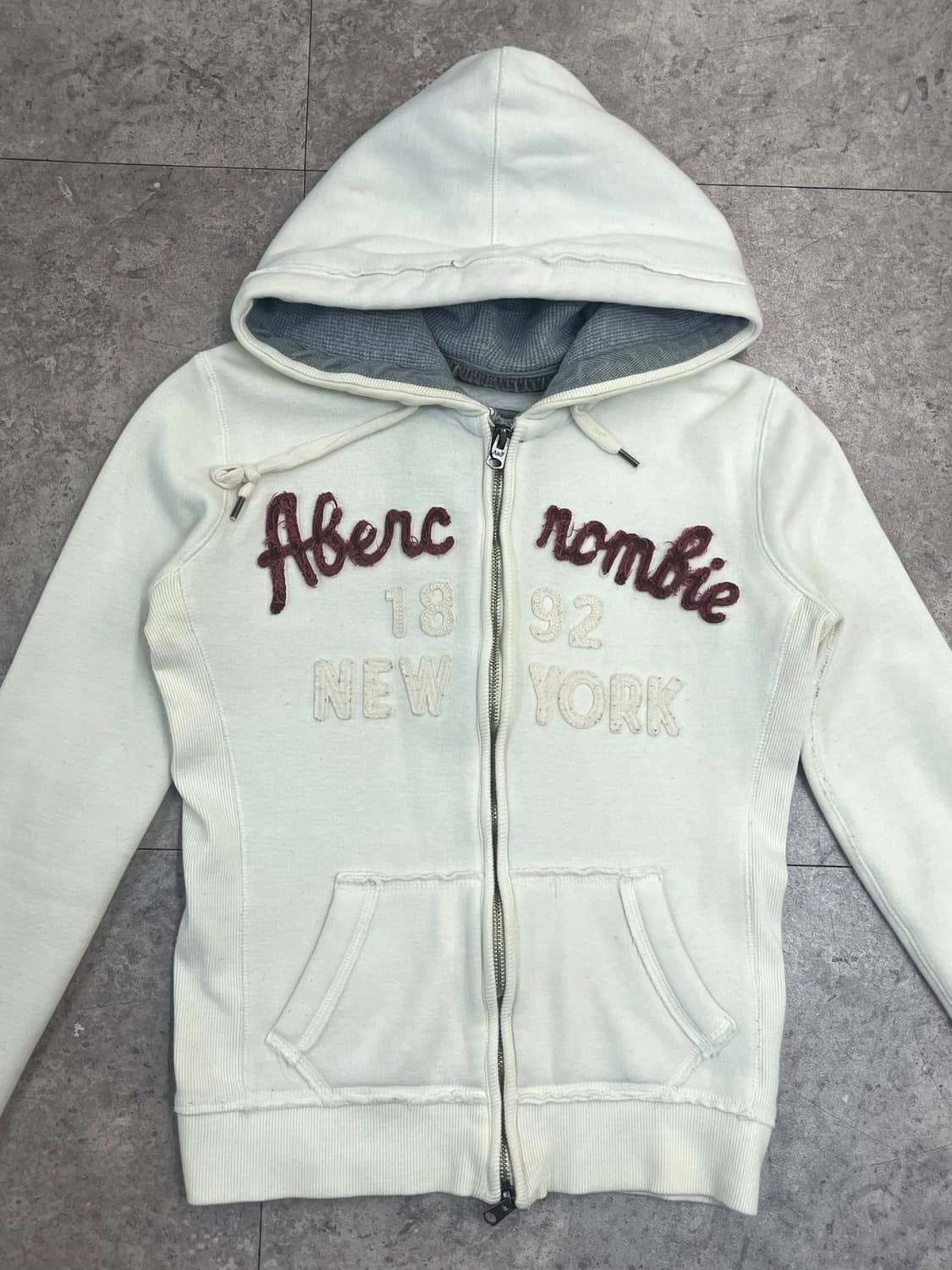 아베크롬비 기모 후드집업 아이보리 S #csz4171 상품이미지5