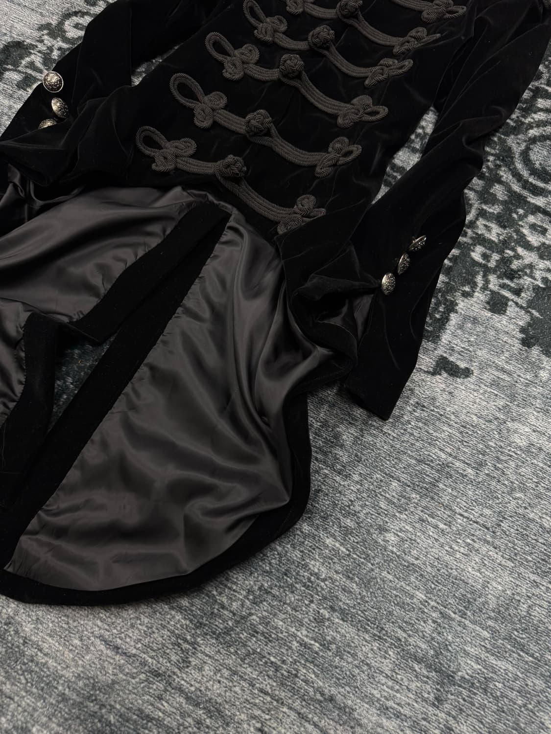 Punk rave gothic napoleon velour coat 상품이미지6