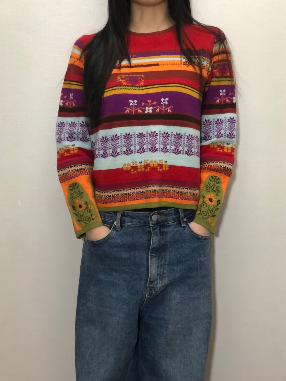 빈티지 레드 히피 니트 상품이미지1