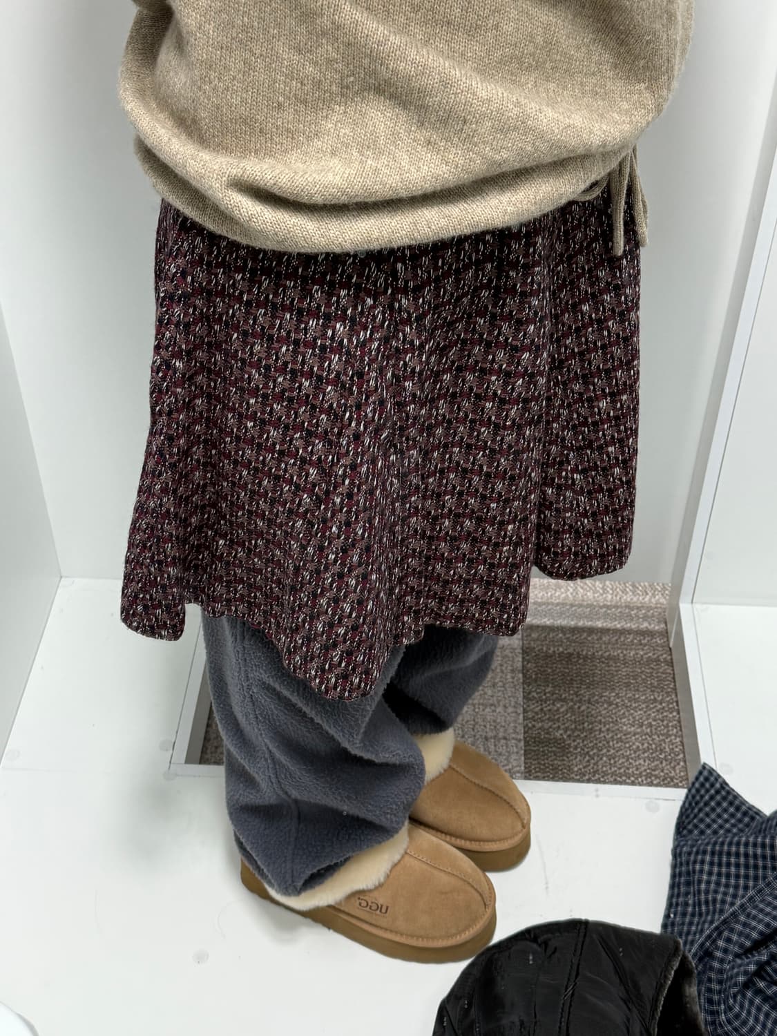 빈티지 믹스 체크 트위드 스커트 상품이미지1