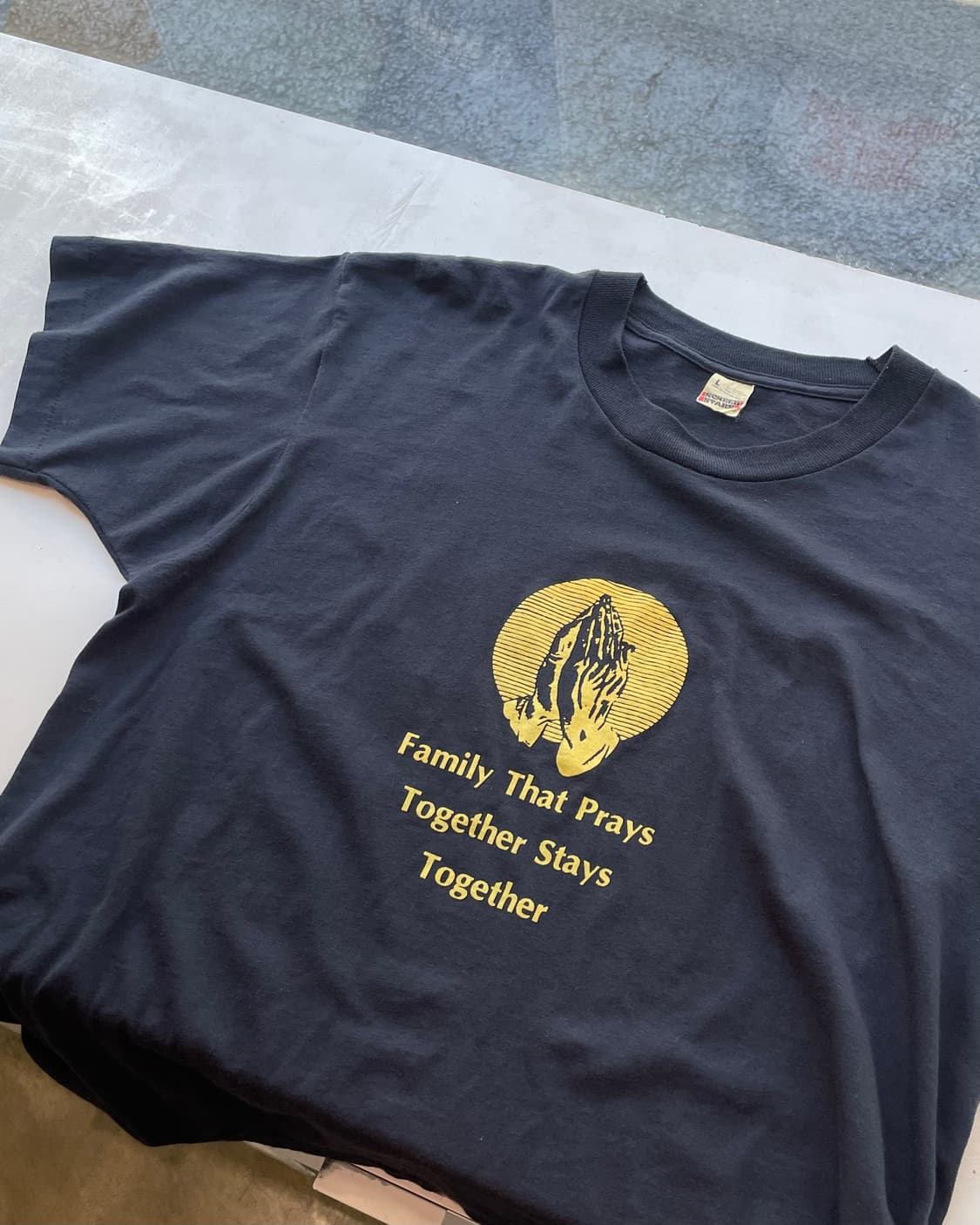 90s USA “Praying hands🙏” T-shirt L 상품이미지5