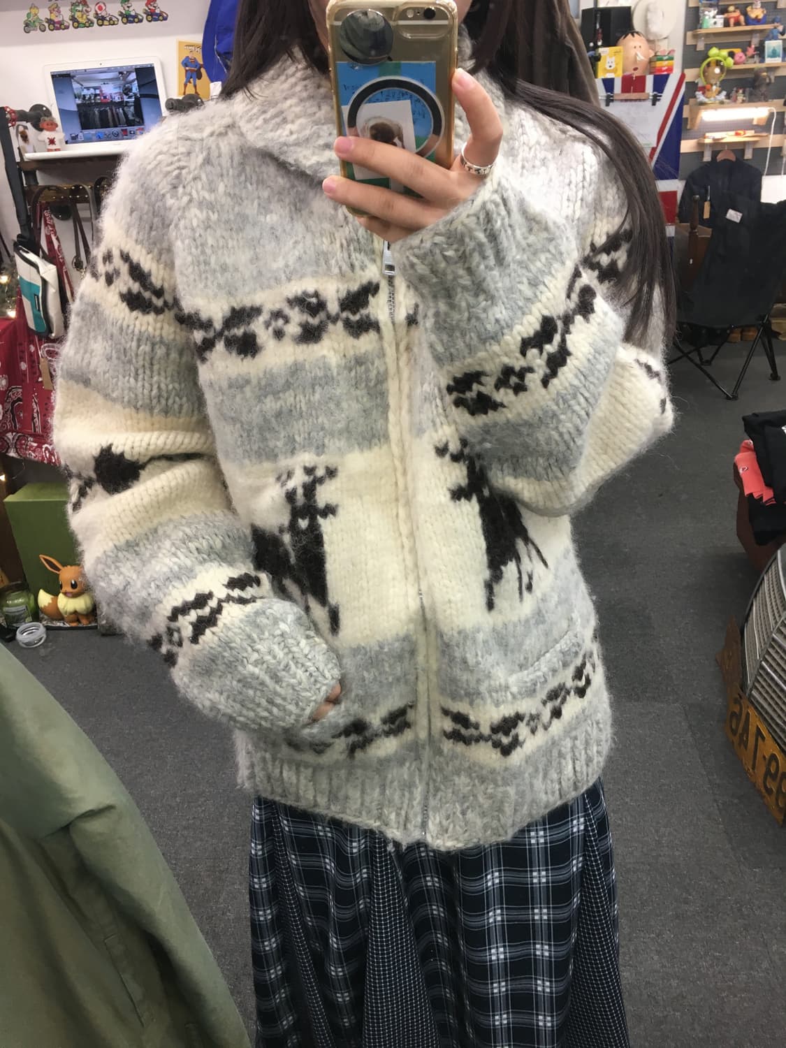 빈티지 코위찬 니트 집업 상품이미지1